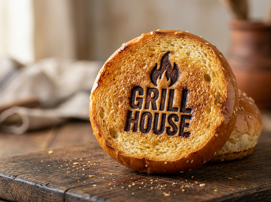 Burger-Buns und Steaks branden mit lebensmittelechtem V4A-Edelstahl Brandstempel