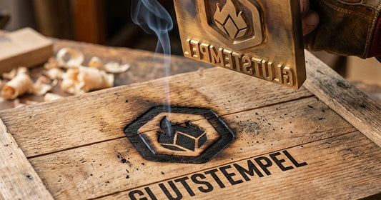 Eröffnungsfeier mit gebranntem Logo auf Holz (KI-Visualisierung)